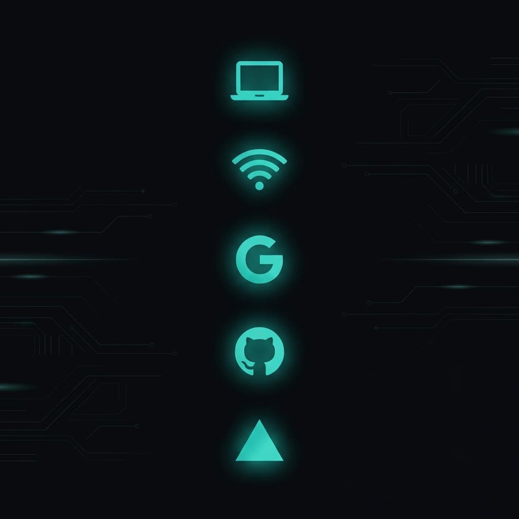 Five prerequisites: computer with internet, web browser, Google account, GitHub account, and Vercel account